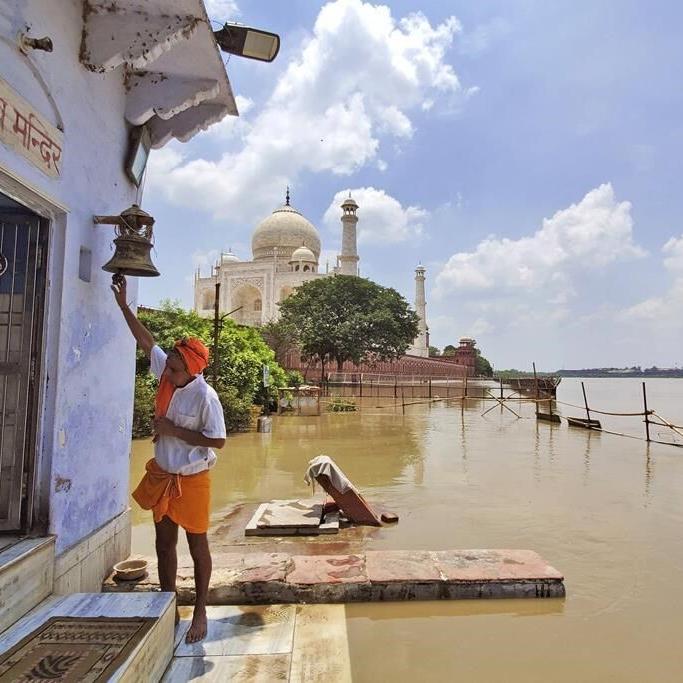 Yamuna river reaches the iconic Taj Mahal's outer walls in India after swelling with monsoon rains